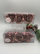 C2 Hobby Lobby Rose Gold Glitter confetti Flower Ornaments 2” 2017 picture