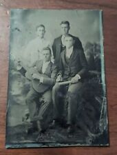 Guitar Player Tintype Group Photograph Antique American 19th Century picture