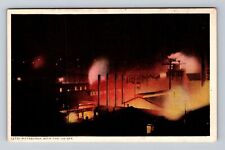 Pittsburgh PA-Pennsylvania, Night in Pittsburgh, Steel Mills Vintage Postcard picture