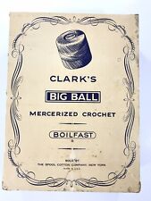 VTG 1950's ADVERTISING NOS Clarks Box Ecru 12 Big Balls Crochet Thread No.30  picture