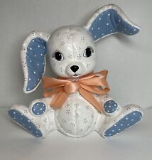 Vintage Kimple Mold Quilted Ceramic Bunny Rabbit Figurine Hand Painted  7