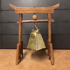 Brass Altar Shrine Temple Bell Hanging From Japanese Shinto Torii Gate NO MALLET picture