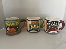 Vintage Set of 3 Carrots, Corn and Peppers Coffee mugs picture