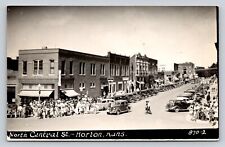 RPPC North Central Street Crowd People Old Cars Horton  Real Photo Kansas P731 picture