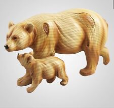 Carved BEAR WITH BABY FIGURINE. picture