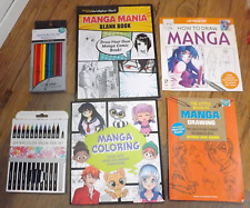 HUGE NEW LOT LEARN TO DRAW MANGA comic Anime drawing & coloring books w/ markers picture