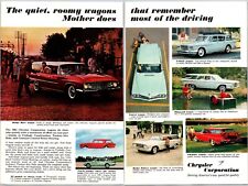 PRINT AD 1961 Chrysler Quiet Roomy Station Wagons Mother Does Most Driving 2 Pgs picture