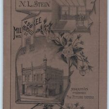 c1890s Milwaukee, Wis Man Cabinet Card Photo Building Engraved Back NL Stein B23 picture