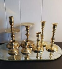 Baldwin Brass Candlestick Holders Lot Of 7 Mismatched Pillar & Taper Candle picture