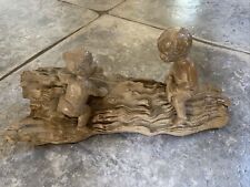 Vtg Haeger Pottery M.Strubel Resin Sculpture 2 Children On A Fallen Tree picture