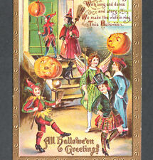 Halloween 1910 Costume Party Witch Fairy Joker Kilt JOL Gottschalk 2171 PostCard picture