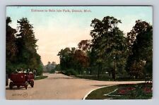 Detroit MI- Michigan, Entrance To Belle Isle Park, Antique, Vintage Postcard picture