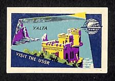 Vintage Matchbox Label Intourist Visit the USSR - Yalta c1955-65 picture