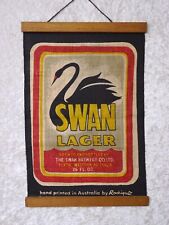 Swan Stock Design Handprinted Flag Beer in Australia - Vintage - 36CM X 24 picture