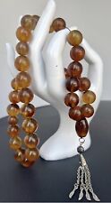 Indonesian Natural Antique Blue Amber Tesbih, Prayer Beads, Rosary picture