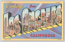 Postcard California Los Angeles Large Letter Greetings Vintage Linen 1949 picture