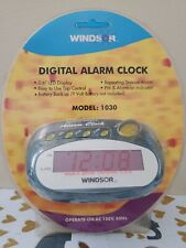 RARE NW 1996 Windsor Digital Alarm Clock Transparent Blue Neon Yellow Buttons 😎 picture
