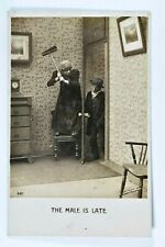 Robert McCrum The Male Is Late Comic Funny RPPC Real Photo Vintage 1907 Postcard picture