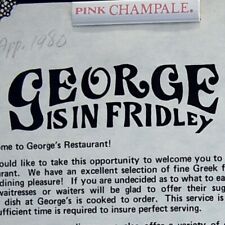 1980 George Is In Fridley Greek Restaurant Menu East River Road Minnesota picture