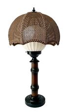 Vintage Tropical Faux Bamboo Wicker Shade Parlor Table Lamp picture