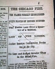 GREAT CHICAGO FIRE at the Start of Disaster & Peshtigo Wisconsin 1871 Newspaper  picture