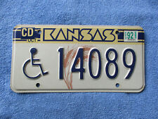 1992 Kansas Handicap License Plate (wheat graphic) # 14089 picture