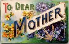 1909 MOTHER'S DAY Large Letter Embossed Postcard 