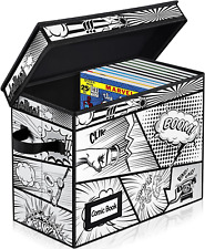 Comic Book Storage Box with Attached Lid, Collapsible Fabric Storage Bins with H picture