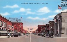 Escanaba MI Michigan Ludington Main Street Downtown 1930s Vtg Postcard C38 picture