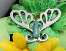 Navajo Sterling Turquoise Butterfly Pin #156 SIGNED picture