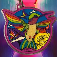 Vintage Lisa Frank Plastic Hummingbird Dashly Keychain Rare 90s Neon Glitter picture