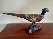 Carved Wood Ringneck Pheasant 21 INCH Folk Art Signed Fred E. 1990 Glass Eyes picture