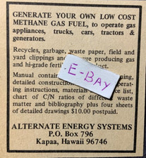 1976 Print Ad. Alternate Energy Systems. Kapaa, Hawaii. Methane Gas Fuel picture