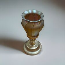 Vintage Iridescent Gold Art Glass Shade Fairy Lamp Brass Candle Holder CHIP picture