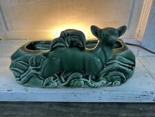 Phil Mar 1950s Green Ceramic Leaping Deer Planter/Lamp Works picture