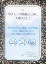 Vintage retired NO SMOKING OR VAPING on campus sign thick alum 12x18 picture