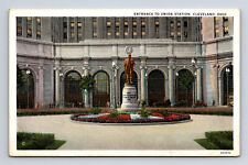 1930 Entrance to Union Station Statue Cleveland OH Postcard picture
