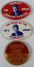 Lot Of 3 Political Campaign Button Pin Anti-Clinton hard to find picture