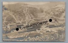 RPPC Aerial Railroad Train Station CAMERON WV West Virginia Real Photo Postcard picture
