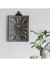 Large vintage black rectangular wall clock with white numbers picture