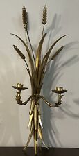 MCM S. Salvadori Gilt Metal Wheat Scheaf Candle Holder Wall Sconce 23” picture