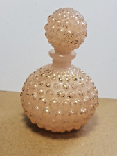 VTG PALE PINK AND GOLD TONE SPARKLES GLASS EMPTY HOBNAIL STYLE PERFUME BOTTLE picture