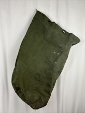 Vintage Army Green Canvas Duffle Bag Distressed Patchwork Cotton 34x16x16 picture