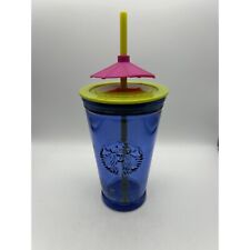 Starbucks Hawaii Exclusive Cobalt Blue Glass Tumber Cup With Umbrella Straw picture