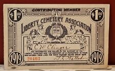 Liberty Cemetery Association Fresno County California Contribution Card 1919 picture