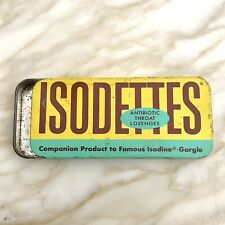 Vintage Isodettes Lozenges Empty Metal Tin Box 60’s Pharmacy Medicine Isodine Rx picture