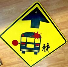 School Bus Stop Ahead Warning Sign Aluminum Size 30 x 30 Authentic picture