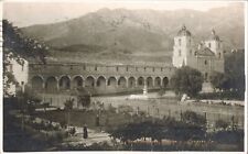 RPPC Santa Barbara Mission Before Earthquake 1910 CA Priests Fathers in Yard * picture