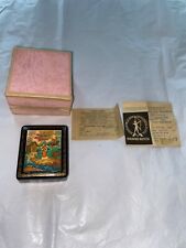Vintage USSR Hand Painted Enchanted Maiden Lacquer Box W/ Paper and Box Signed picture