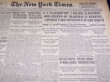 1937 AUGUST 21 NEW YORK TIMES - ONE FOURTH OF SHANGHAI BURNING - NT 3029 picture